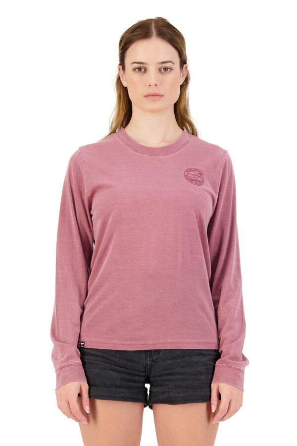 Mons Royale Wmns Icon Relaxed LS Garment Dyed Washed Berry