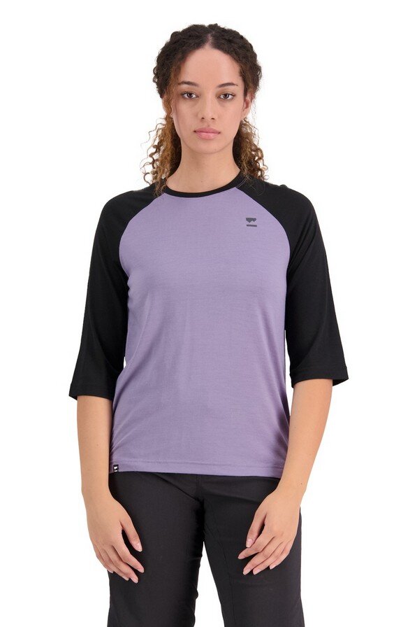 Mons Royale Wmns Tarn Merino Shift Raglan 3/4 Thistle / Black