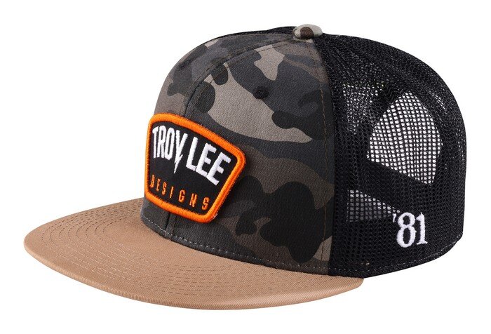 Troy Lee Designs TRUCKER SNAPBACK BOLT PATCH BLACK / FOREST CAMO